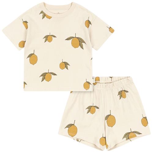 Se Konges Sløjd GOTS Lin T-shirt Og Shorts Sæt Med Citronprint Cremefarvet | Beige | 4 years ved Babyshop