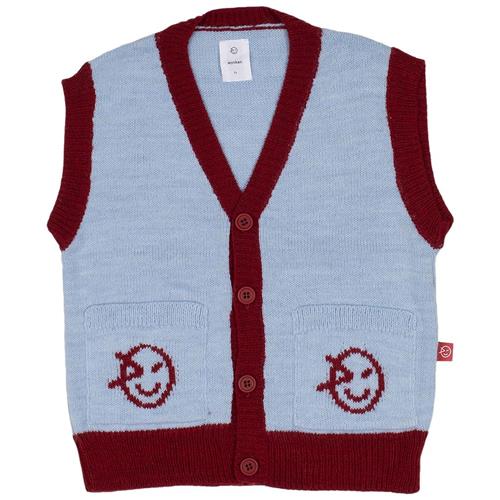 Se Wynken Strikket Logo Vest Sky Blue/Collage Red | Blå | 3 years ved Babyshop