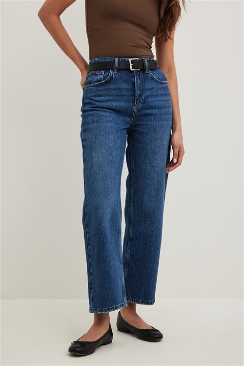 NA-KD Højtaljede cropped jeans - Blue