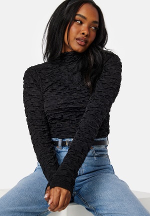 Se SELECTED FEMME Nancy Roll Neck Top Black XS ved Bubbleroom