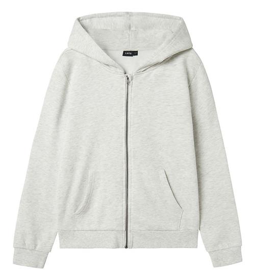 Se LMTD Cardigan m. HÃ¦tte - Noos - NlnNizu - Light Grey Melange ved KidsWorld