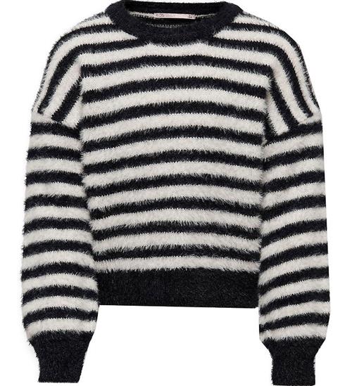 Kids Only Bluse - Strik - KogNewPiumo - Black/Egret Stripes