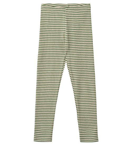 Se Wheat Leggings - Rib - Jules - Elm Green Stripe ved KidsWorld