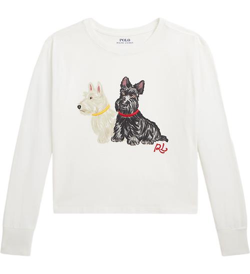 Se Polo Ralph Lauren Bluse - Cropped - Hvid m. Hunde ved KidsWorld