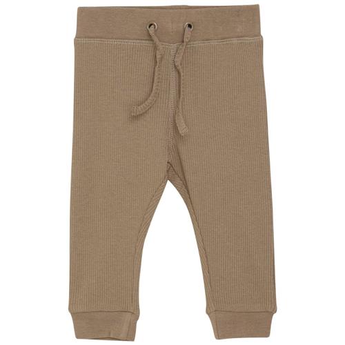 Se Minymo Ribbede Baby-leggings Taupe Gray | Brun | 74 cm ved Babyshop