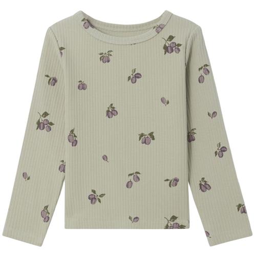 Se garbo&friends Mønstret Ribbet Langærmet T-shirt Prune Green | Grønn | 122/128 cm ved Babyshop