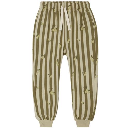 garbo&friends Stribet Baby Sweatpants Med Blommer Beige | Grønn | 86/92 cm