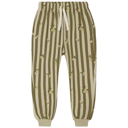 garbo&friends Stribede Joggingbukser Med Blommer Beige | Grønn | 98/104 cm