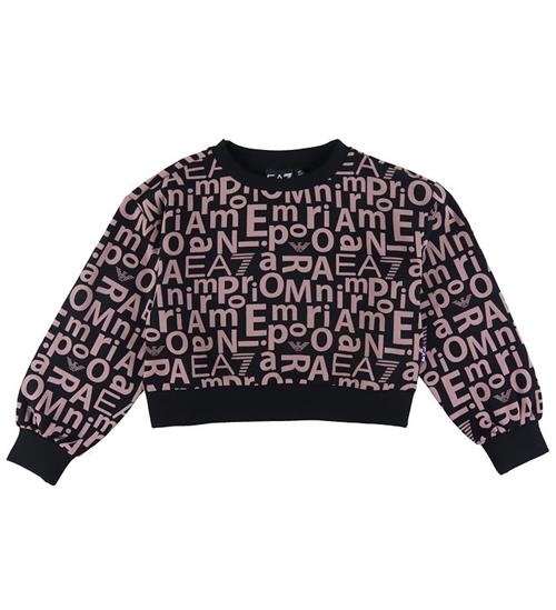 Se EA7 EA7 Sweatshirt - Cropped - Fancy Black/Gammelrosa ved KidsWorld