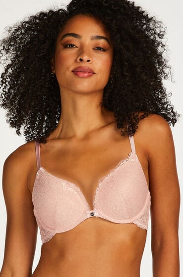 Se Hunkemöller Formstøbt pushup-bøjle-bh Marine pink ved Hunkemøller