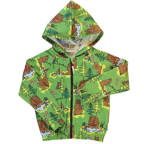 Småfolk Hoodie with bears  Moss Green | Grønn | 1-2 years