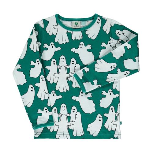 Se Småfolk Long-sleeved top with ghosts  Petroleum Green | Grønn | 2-3 years ved Babyshop