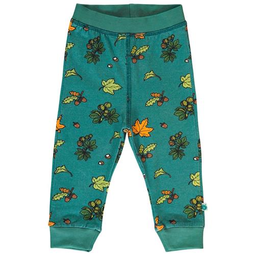 Småfolk Baby leggings with Fall leaves  Petroleum Green | Grønn | 74 cm