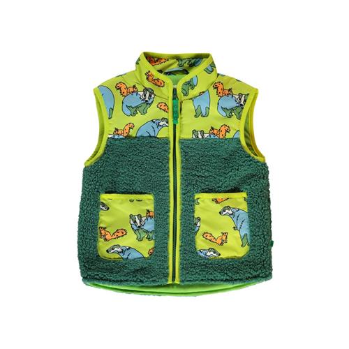 Småfolk Fleece vest with badger and squirrel  Pear Green | Grønn | 3-4 years