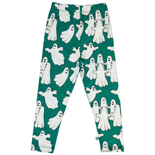 Se Småfolk Leggings with ghosts  Petroleum Green | Grønn | 2-3 years ved Babyshop