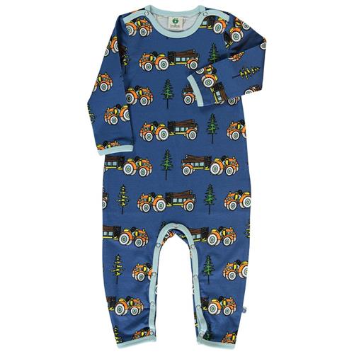 Se Småfolk Baby bodysuit with tractors  Federal blue | Blå | 80 cm ved Babyshop