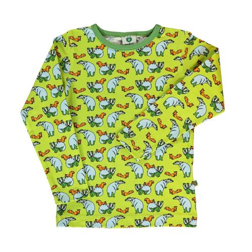 Se Småfolk Long-sleeved top with badger and squirrel  Pear Green | Grønn | 4-5 years ved Babyshop