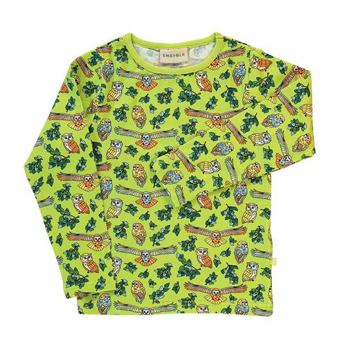 Småfolk Long-sleeved top with owls  Pear Green | Grønn | 1-2 years