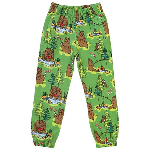 Se Småfolk Sweatpants with bears  Moss Green | Grønn | 3-4 years ved Babyshop