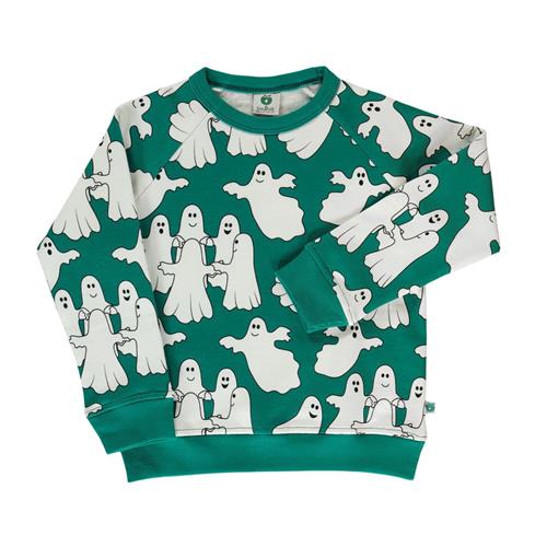 Se Småfolk Sweatshirt with ghosts  Petroleum Green | Grønn | 7-8 years ved Babyshop