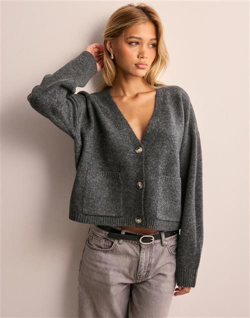 Vero Moda - Grå - Vmgemma Ls V-Neck Knit Cardigan Vma