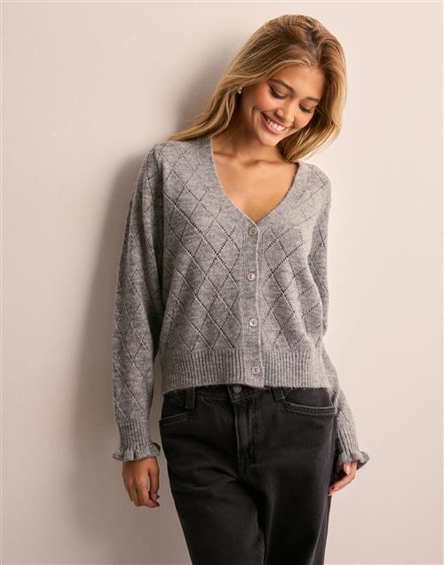 JDY - Grå - Jdyletty L/S V-Neck Struc Cardi Knt