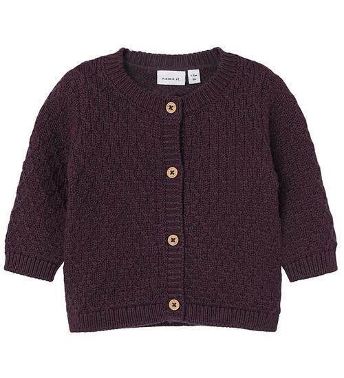 Se Name It Cardigan - Strik - NbfLomille - Plum Perfect ved KidsWorld