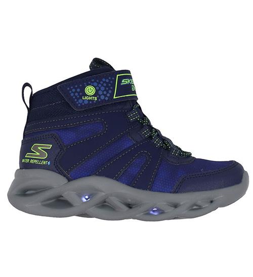 Se Skechers Skechers StÃ¸vler m. Lys - Twisted Brights - Navy Lime ved KidsWorld