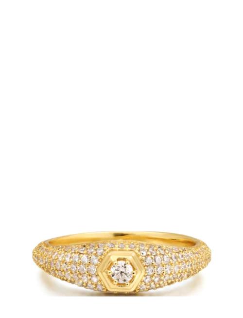 Se LUV AJ Pave Hex Signet Ring- Gold- 6 LUV AJ Gold ved Booztlet