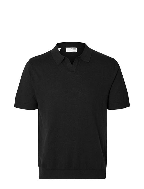 Selected Homme Slhlake Linen Ss Polo Selected Homme Black