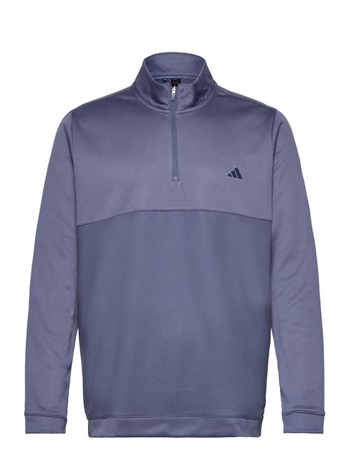 Se adidas Golf Textured Q Zip Adidas Golf Blue ved Booztlet