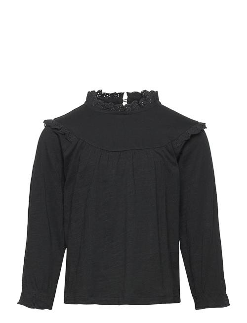 Mango Long -Sleeved T-Shirt With Ruffles Mango Black