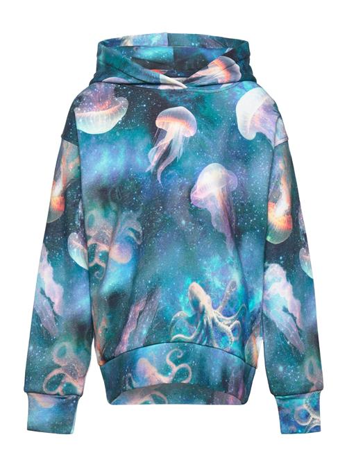 Se Lindex Sweatshirt Hood Aop Ocean Spac Lindex Blue ved Booztlet