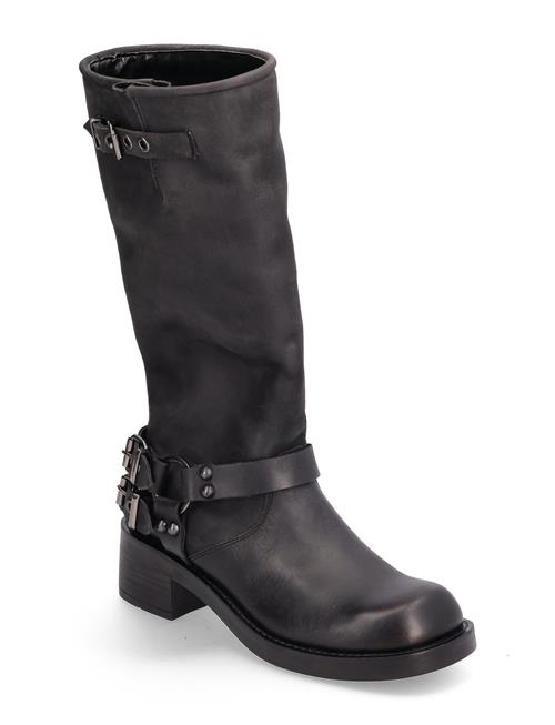 Bianco Biaharper Biker Boot Pull Up Leather Bianco Black