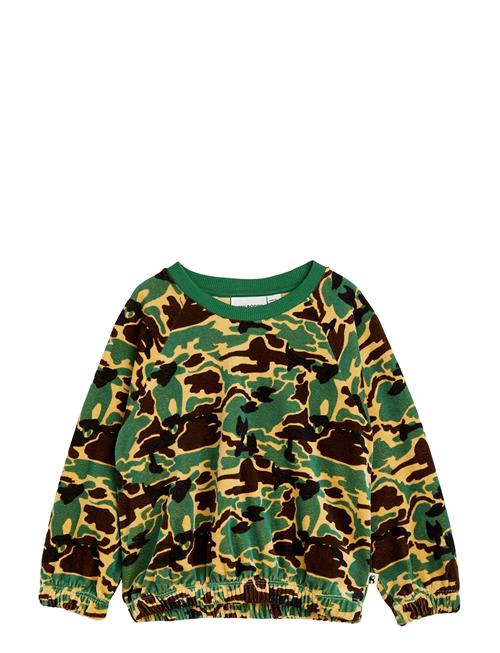 Se Mini Rodini Camo Aop Velour Sweatshirt Mini Rodini Green ved Booztlet