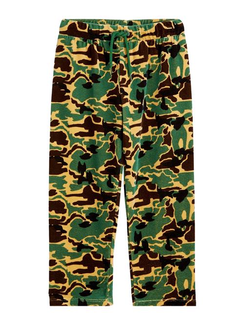 Se Mini Rodini Camo Aop Velour Trousers Mini Rodini Green ved Booztlet