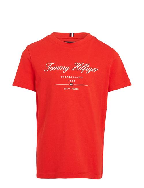 Se Tommy Hilfiger Tommy Script Tee S/S Tommy Hilfiger Red ved Booztlet