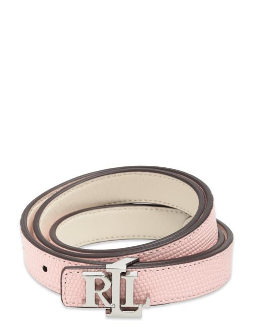 Se Lauren Ralph Lauren Logo Reversible Embossed Skinny Belt Lauren Ralph Lauren Pink ved Booztlet