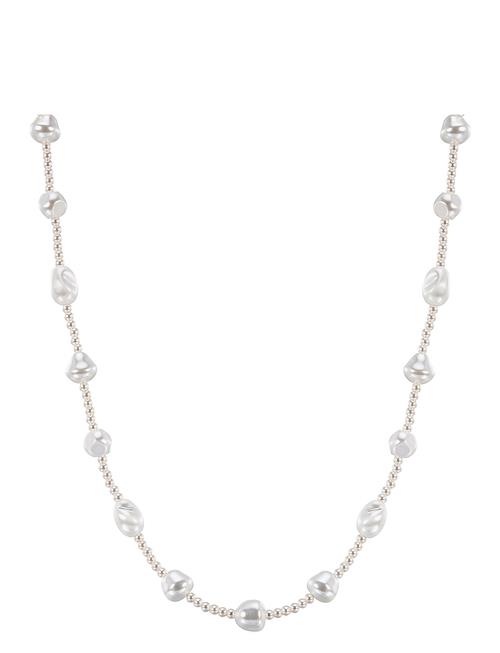 Se LUV AJ The Pearl Stud Necklace- White LUV AJ Silver ved Booztlet