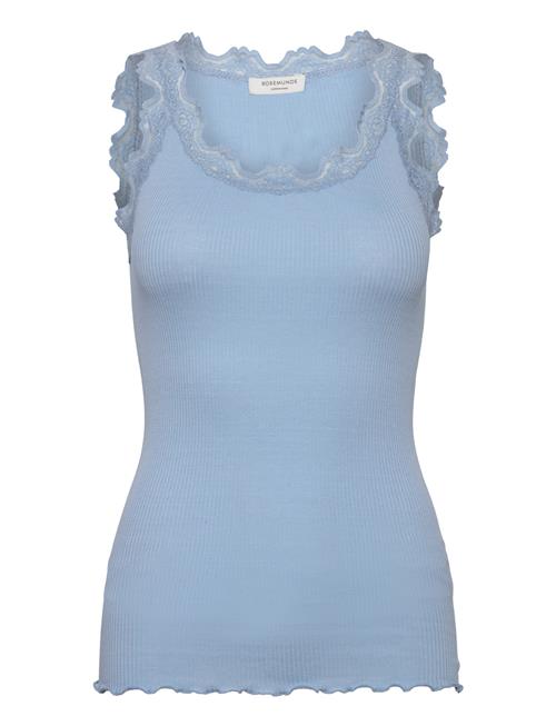 Se Rosemunde Silk Top W/ Lace Rosemunde Blue ved Booztlet