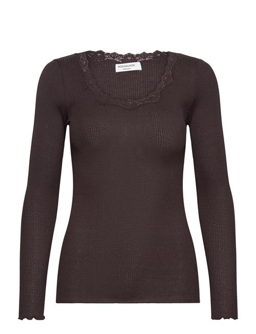 Se Rosemunde Silk T-Shirt W/ Lace Rosemunde Brown ved Booztlet