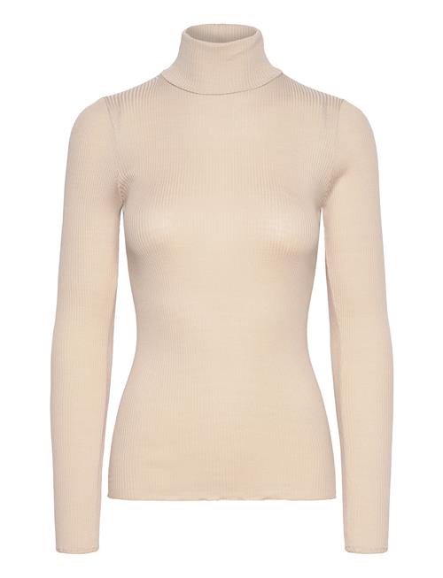 Se Rosemunde Silk T-Shirt W/ Roller Neck Rosemunde Beige ved Booztlet