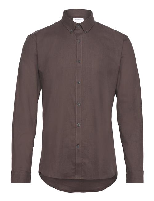 Lindbergh Mouliné Stretch Shirt L/S Lindbergh Brown