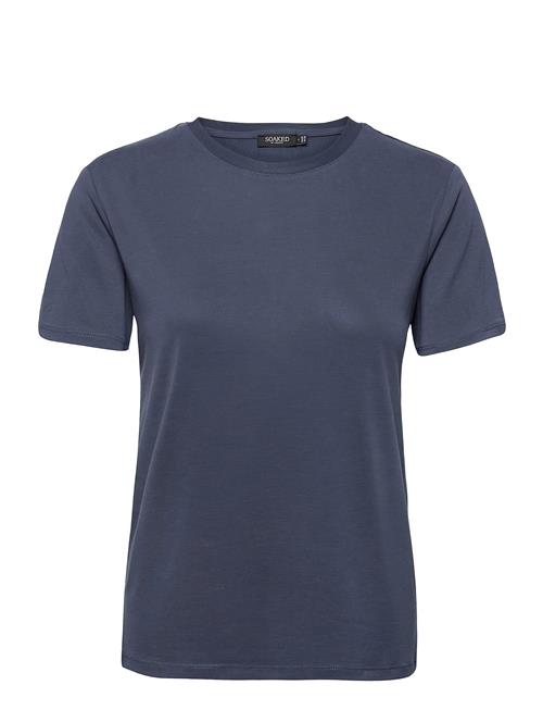 Se Soaked in Luxury Slcolumbine Crew-Neck T-Shirt Ss Soaked In Luxury Navy ved Booztlet