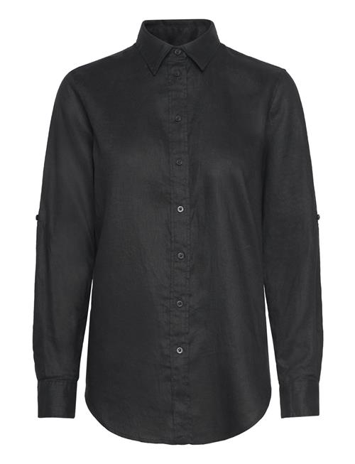 Relaxed Fit Linen Roll Tab–Sleeve Shirt Lauren Ralph Lauren Black