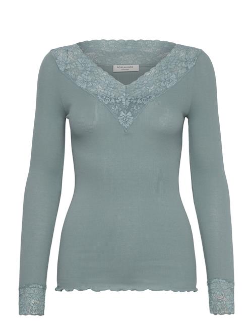 Se Rosemunde Organic T-Shirt W/ Lace Rosemunde Blue ved Booztlet