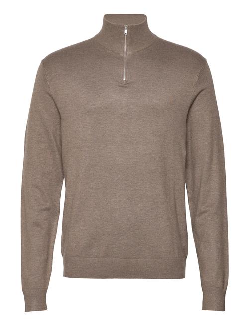 Lindbergh Ecovero Half Zip L/S Knit Lindbergh Brown