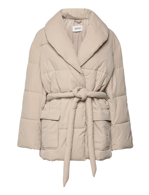 Esprit Casual Quilted Puffer Jacket With Belt Esprit Casual Beige