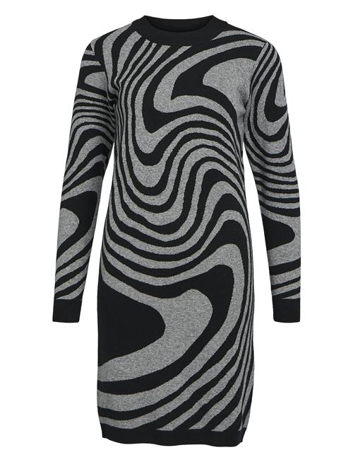 Objray L/S Knit Dress Aop Object Black