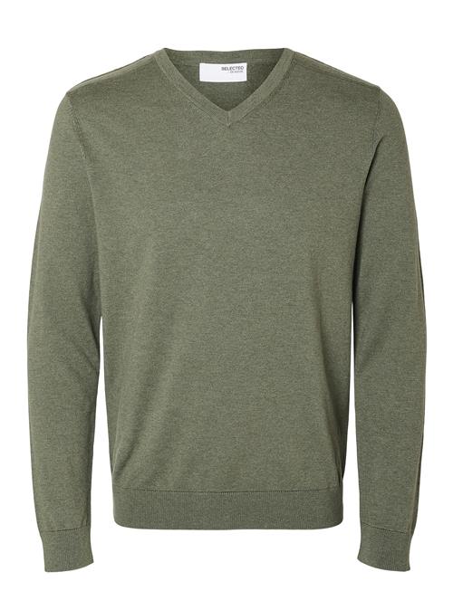 Slhberg Ls Knit V-Neck B Noos Selected Homme Green